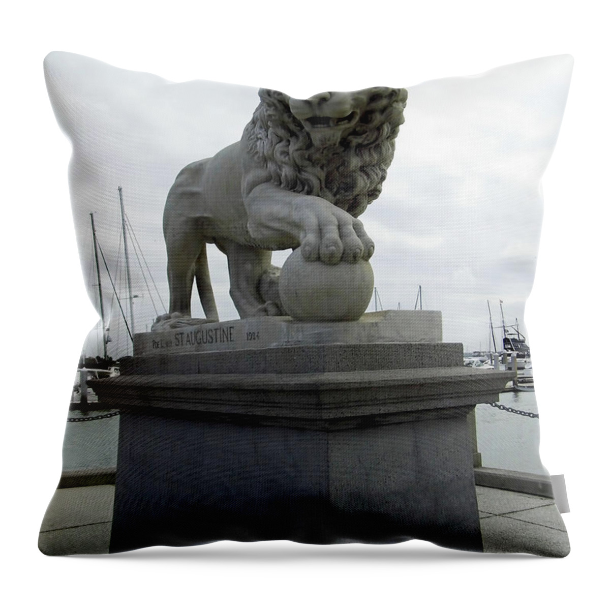 Statue Throw Pillow featuring the photograph Lion On The South Side by D Hackett