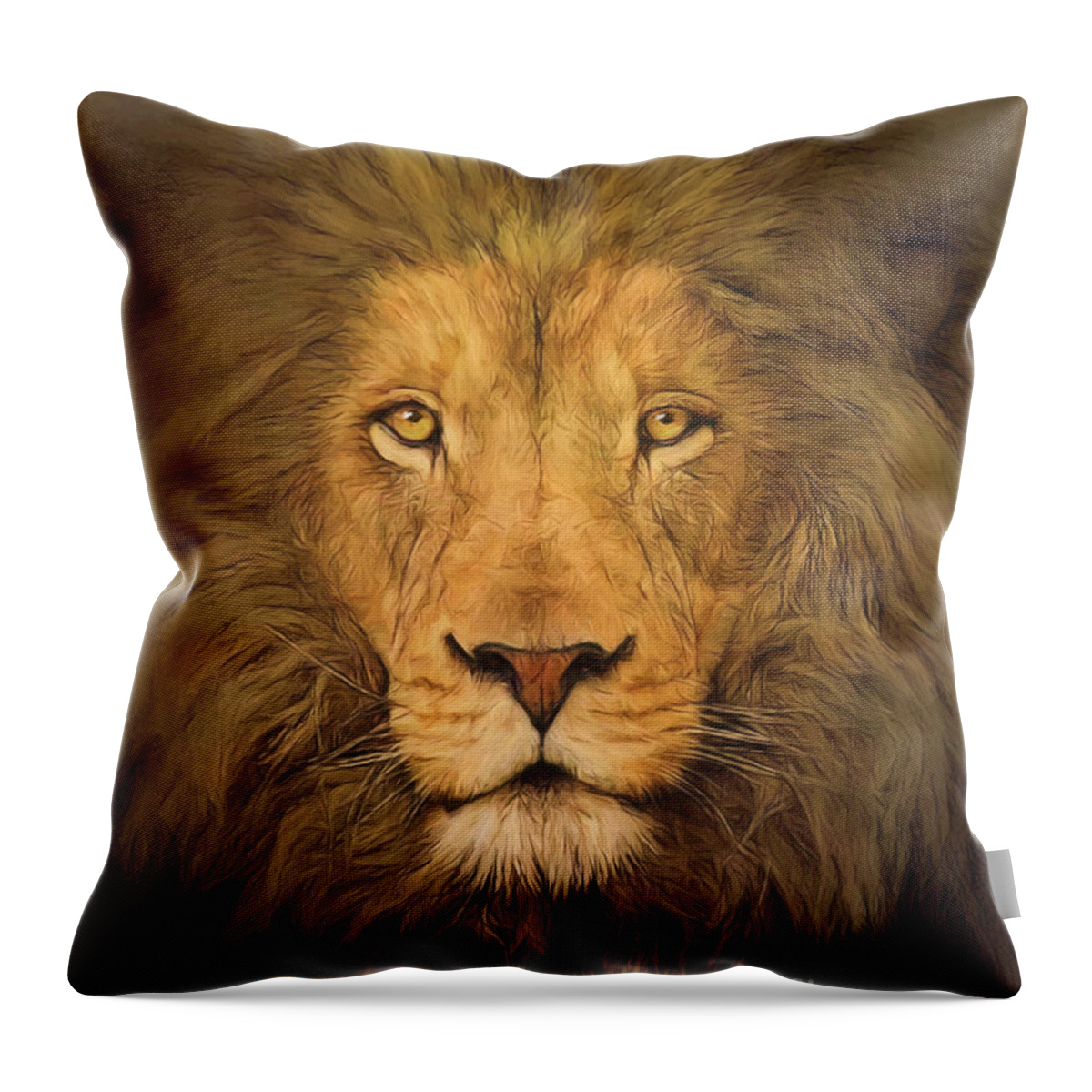 Lion Throw Pillow featuring the digital art Lion by Tim Wemple
