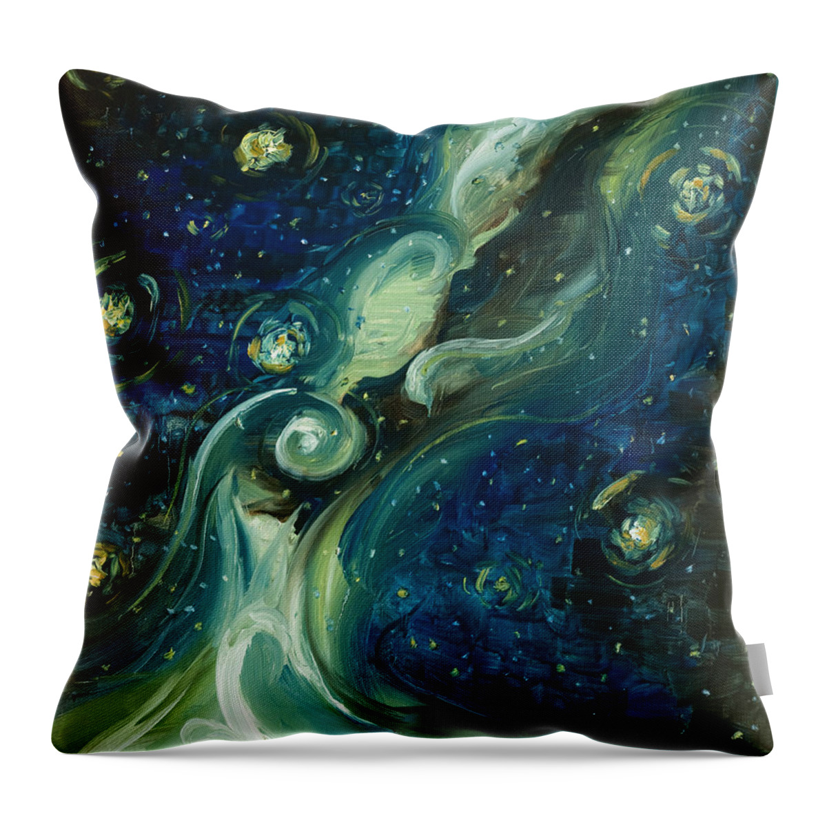 Milky Way Throw Pillow featuring the painting Liquid Galaxy by Carlos Flores