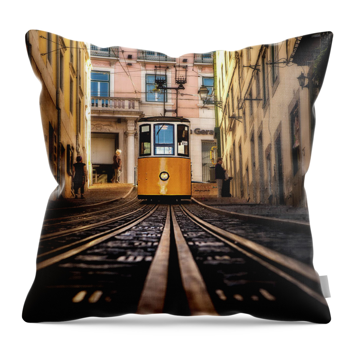 Lisbon Throw Pillow featuring the photograph Lisbon scene by Jorge Maia