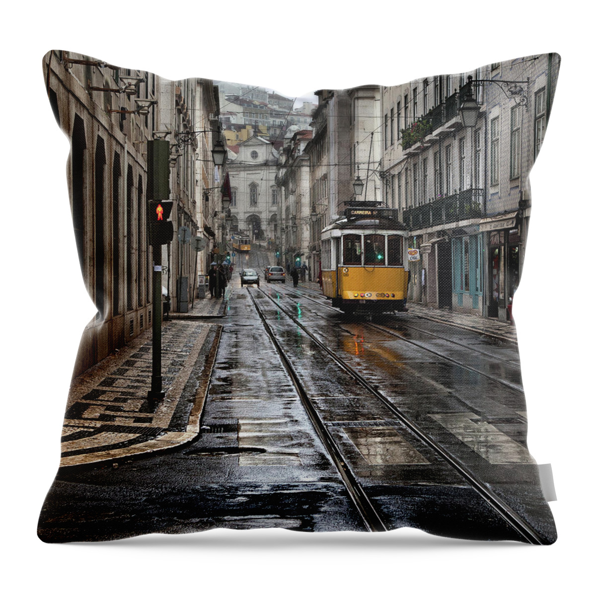 Lisbon Throw Pillow featuring the photograph Lisbon streets by Jorge Maia