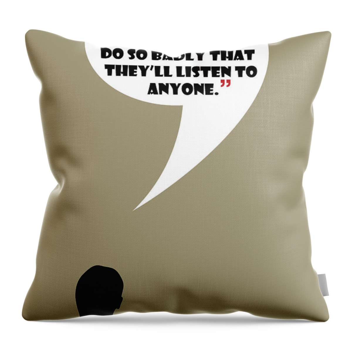 Don Draper Throw Pillow featuring the painting Listen To Anyone - Mad Men Poster Don Draper Quote by Beautify My Walls