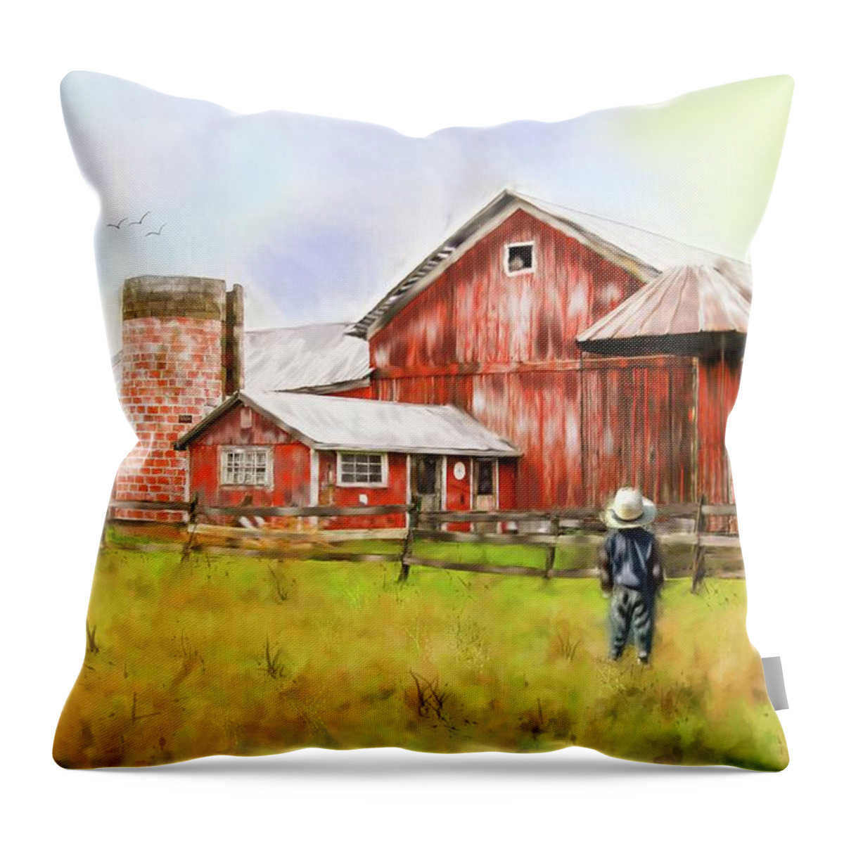 Little Boy Throw Pillow featuring the photograph Little Boy on the Farm by Mary Timman
