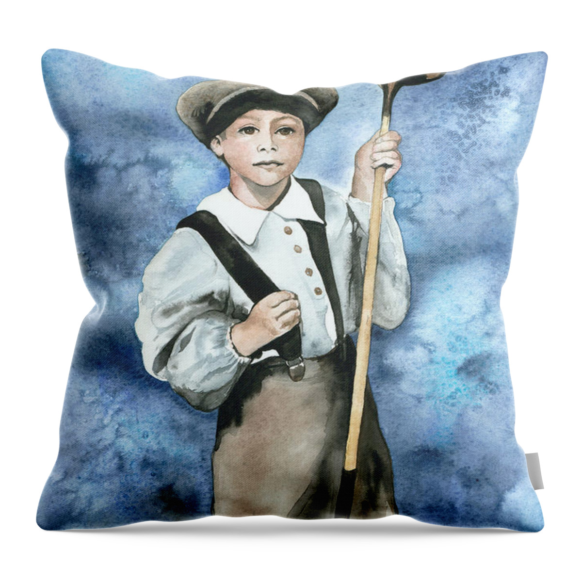 Golfing Throw Pillow featuring the painting Little Caddy by Kim Whitton