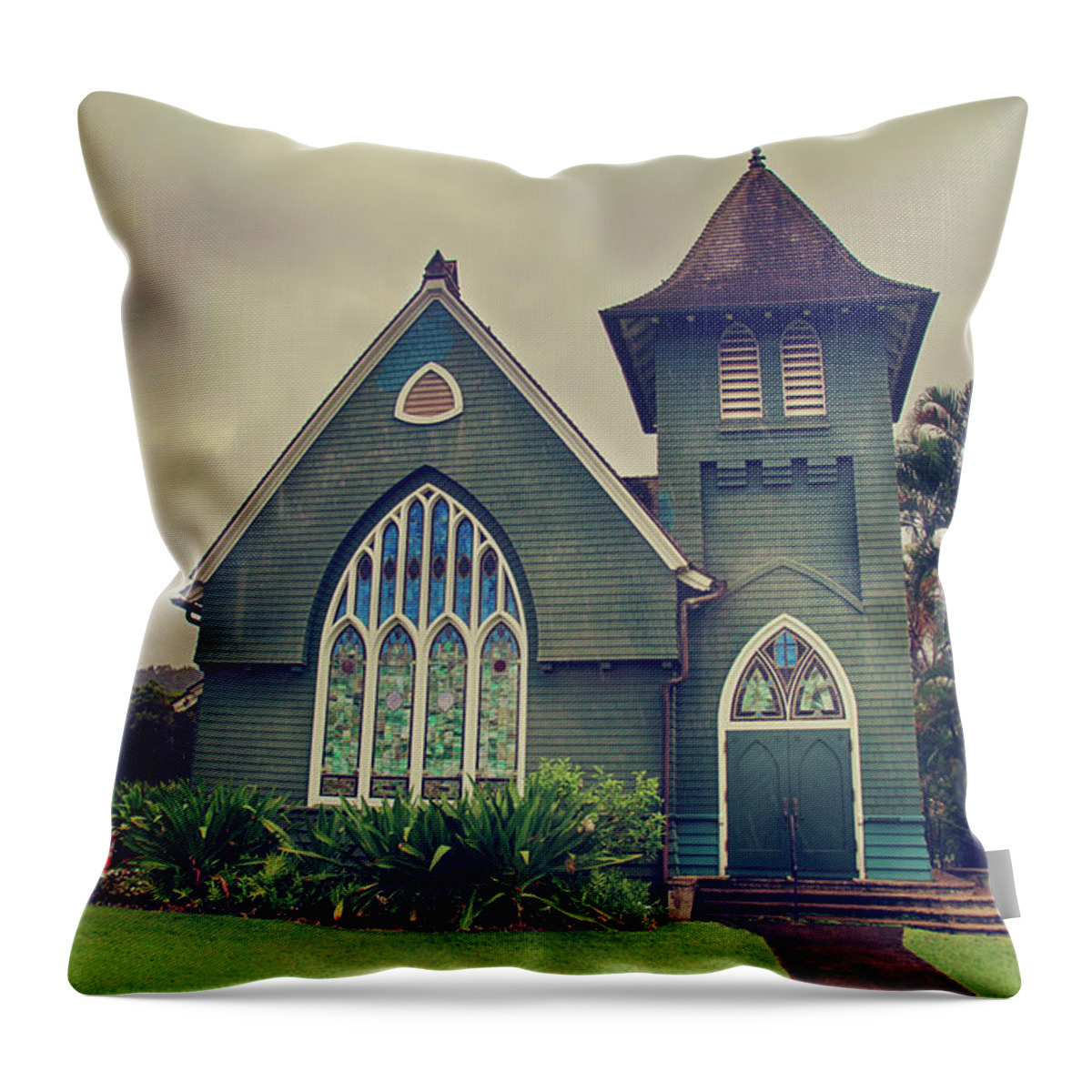 Hanalei Throw Pillow featuring the photograph Little Green Church by Laurie Search