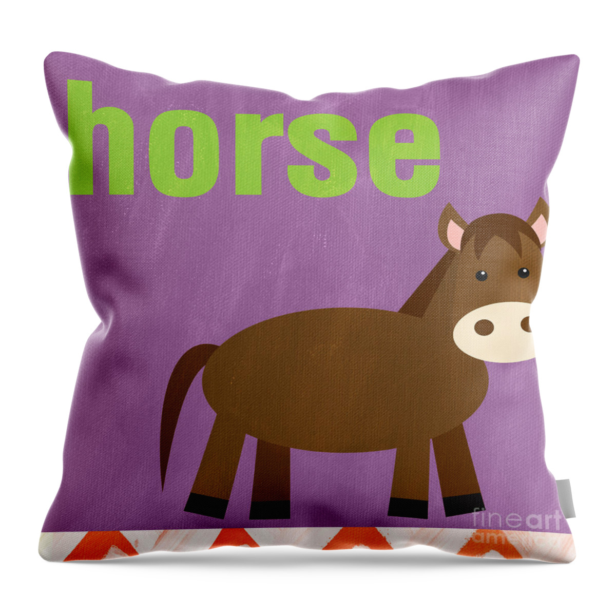 Horse Throw Pillow featuring the painting Little Horse by Linda Woods