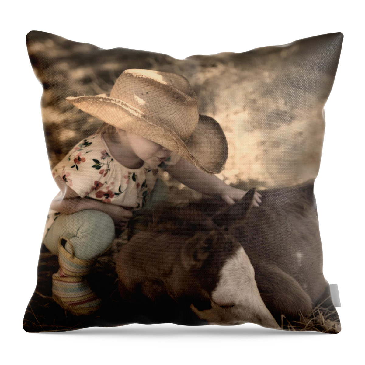 Quarter Horse Throw Pillow featuring the photograph Little Horse Whisperer2 by Robin-Lee Vieira