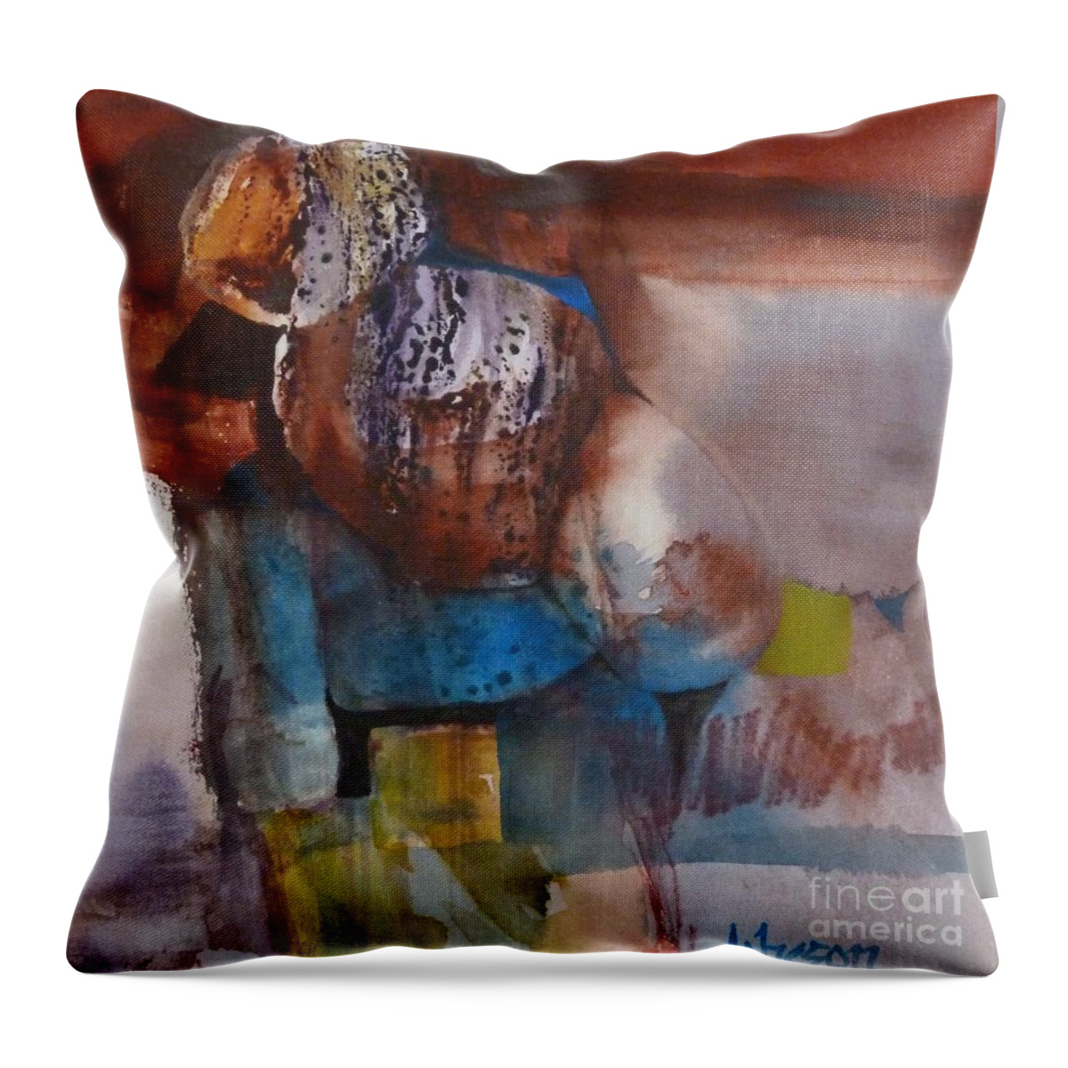 Ombres Throw Pillow featuring the painting Little Man by Donna Acheson-Juillet