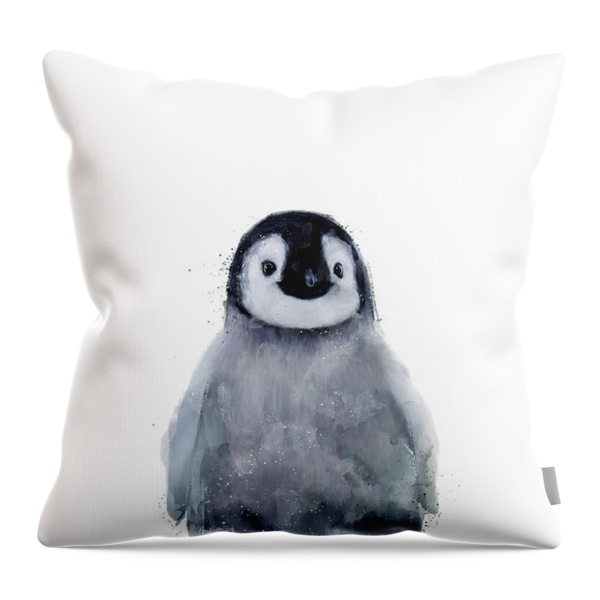 Penguin Throw Pillow featuring the mixed media Little Penguin by Amy Hamilton