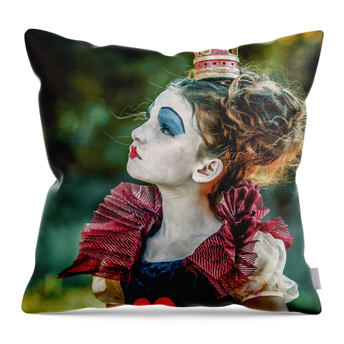 Art Throw Pillow featuring the photograph Little princess of hearts Alice in Wonderland by Dimitar Hristov