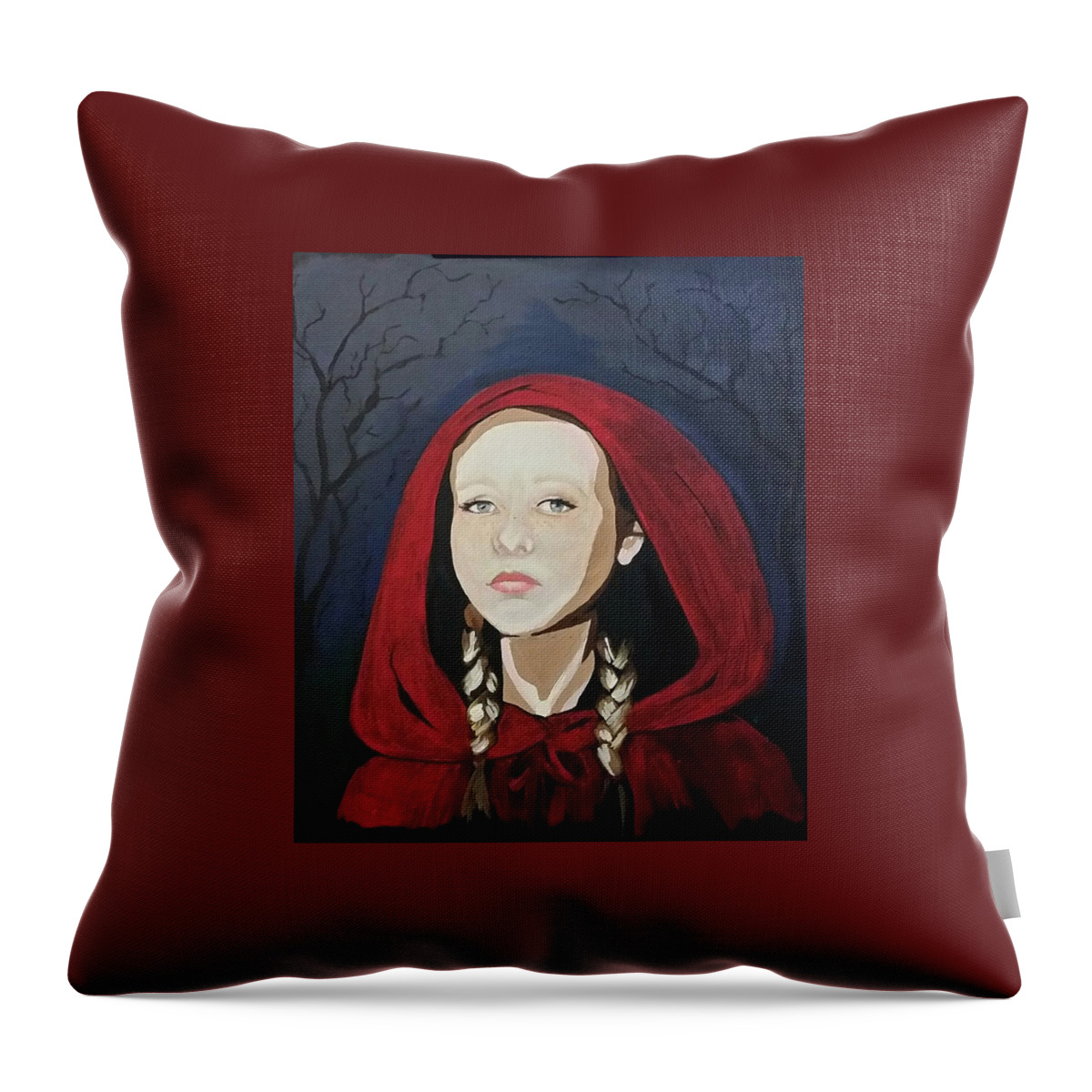 Little Red Riding Hood Throw Pillow featuring the painting Little red Riding hood by Carole Hutchison