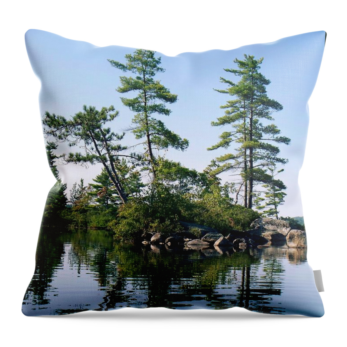  Throw Pillow featuring the photograph Little Rocky Pine Tree Island On Parker Pond by Joy Nichols