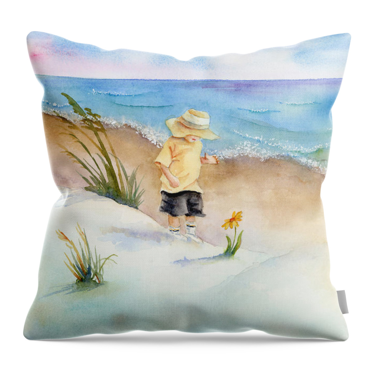 Beach Throw Pillow featuring the painting Little Saint by Amy Kirkpatrick