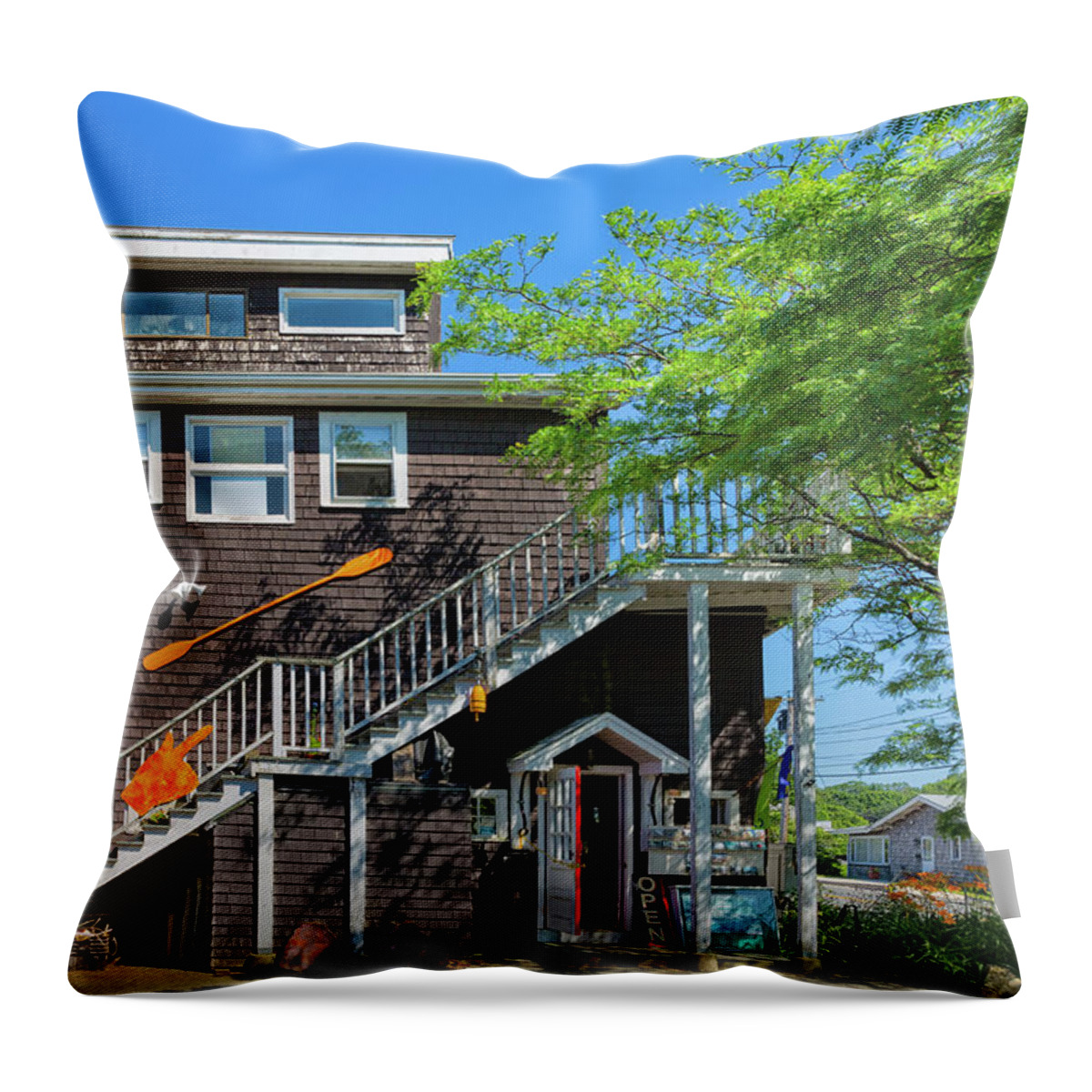 Animals Throw Pillow featuring the photograph Little Shop in Gloucester by John M Bailey