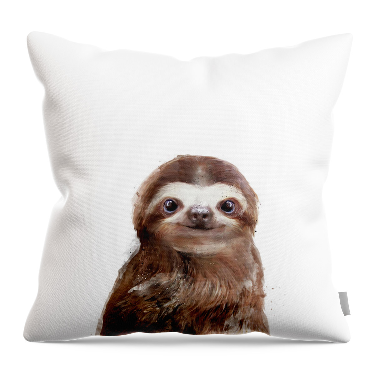 Sloth Throw Pillow featuring the painting Little Sloth by Amy Hamilton