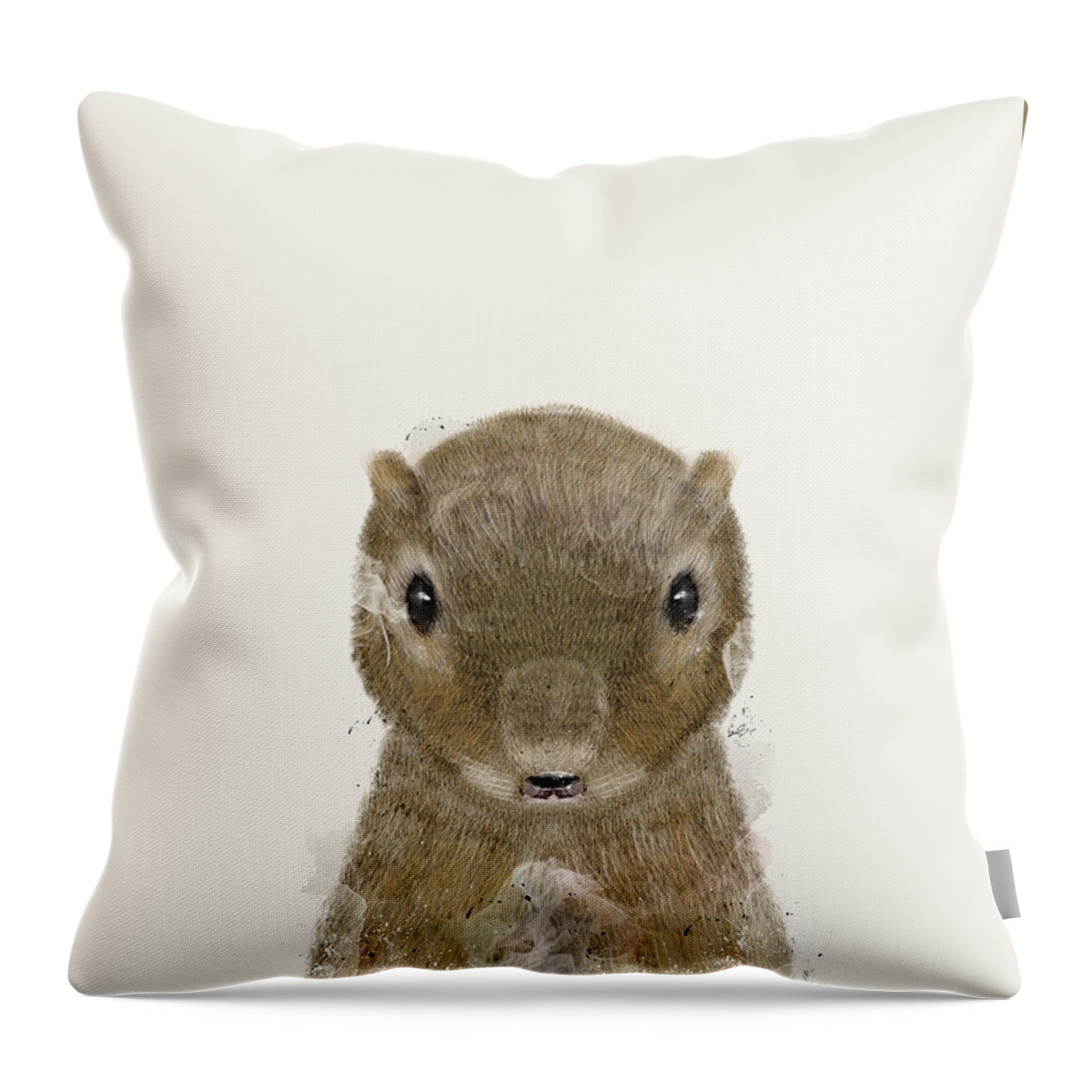 Squirrels Throw Pillow featuring the painting Little Squirrel by Bri Buckley