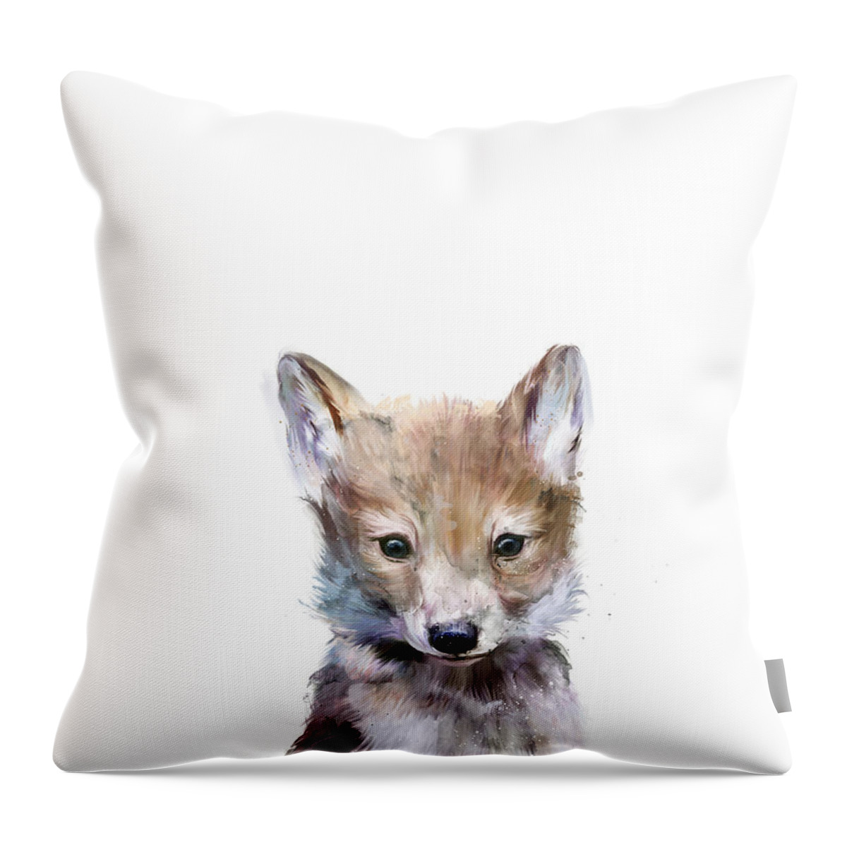 #faatoppicks Throw Pillow featuring the painting Little Wolf by Amy Hamilton