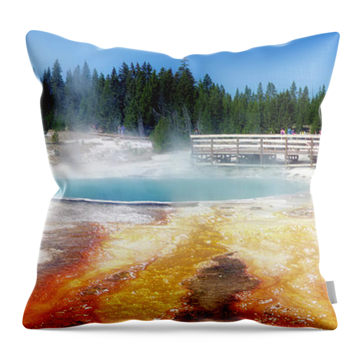 Yellowstone Park Black Pool Throw Pillow featuring the photograph Live Dream Own Yellowstone Park Black Pool Text by Thomas Woolworth