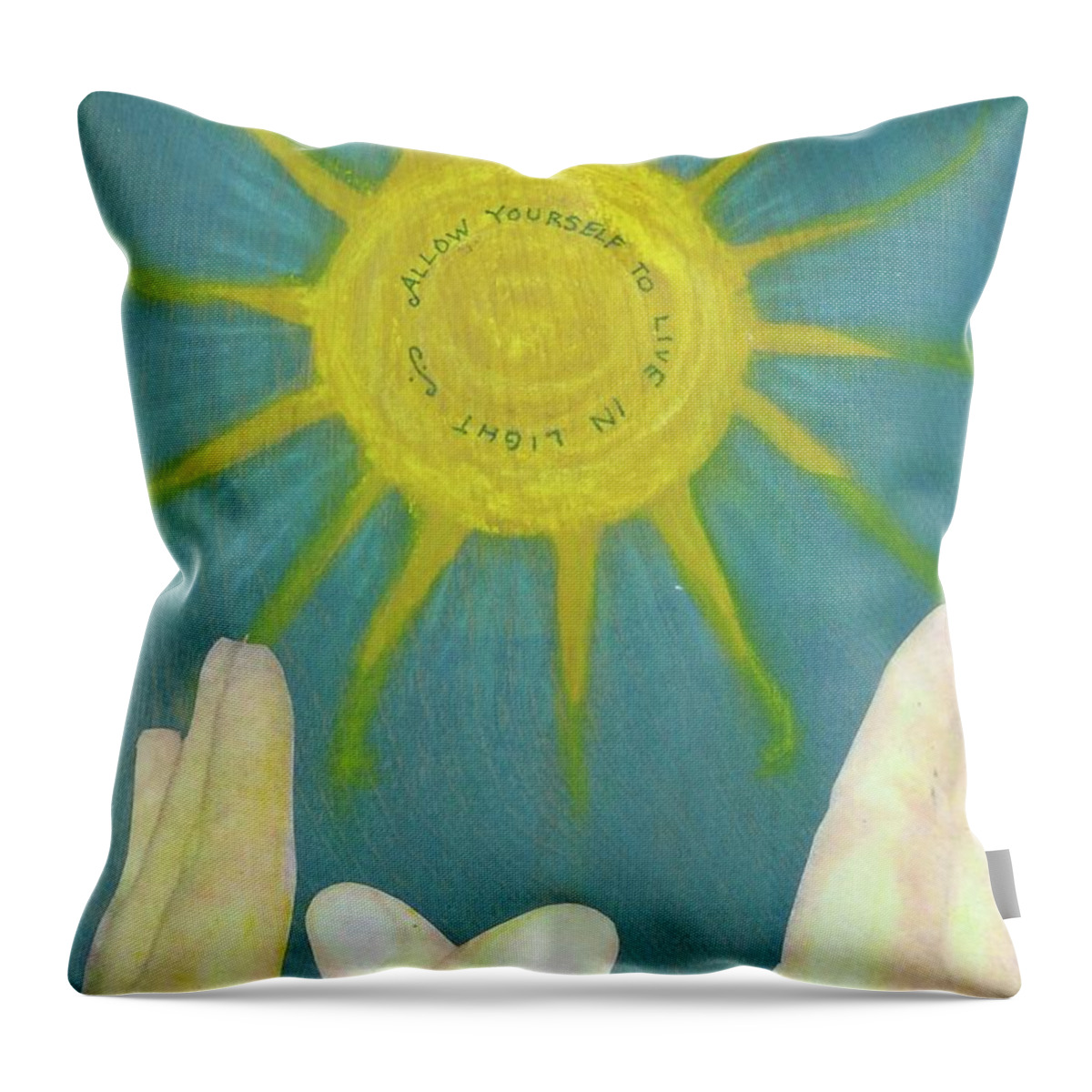 New Age Throw Pillow featuring the mixed media Live In Light by Desiree Paquette