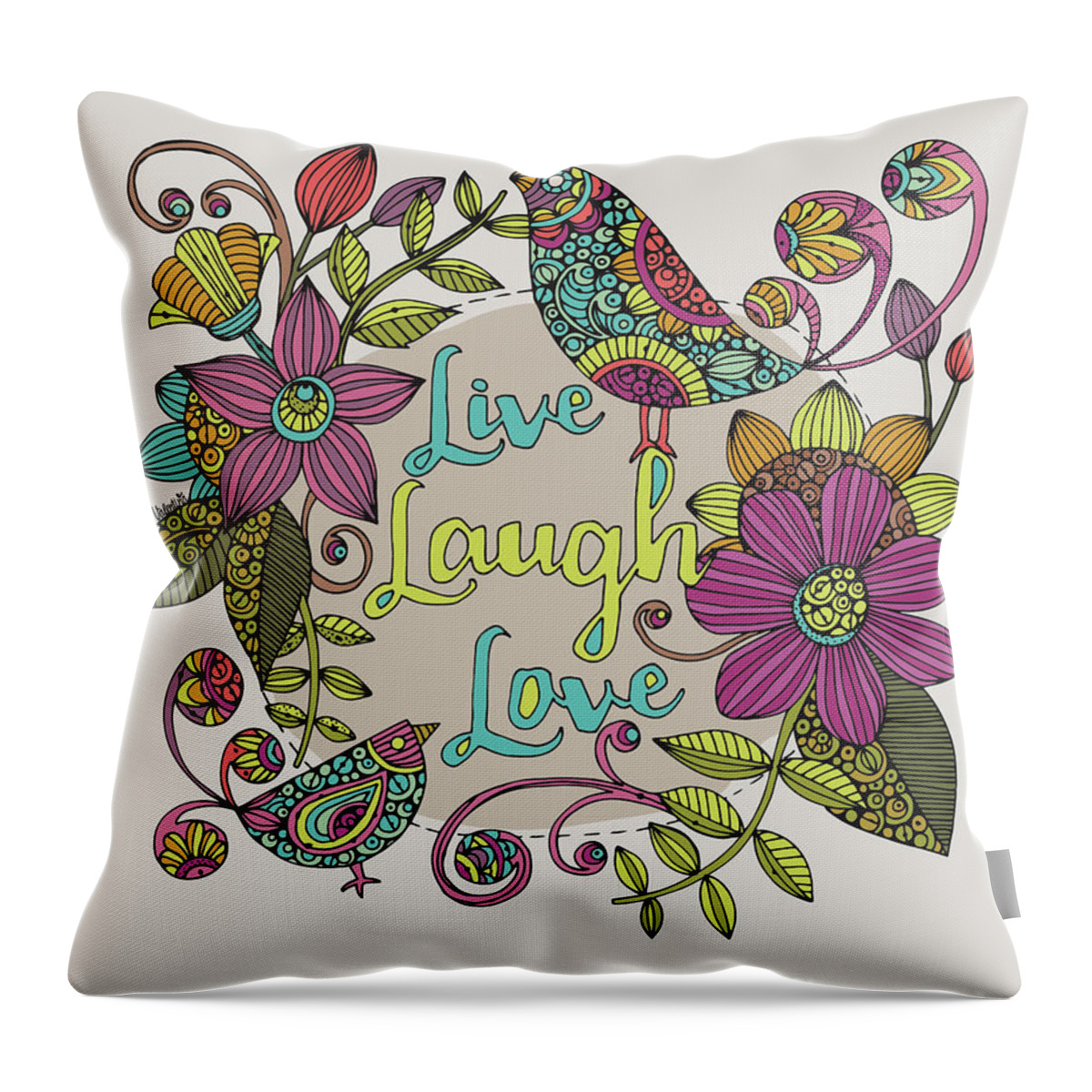 Flower Throw Pillow featuring the digital art Live Laugh Love by MGL Meiklejohn Graphics Licensing