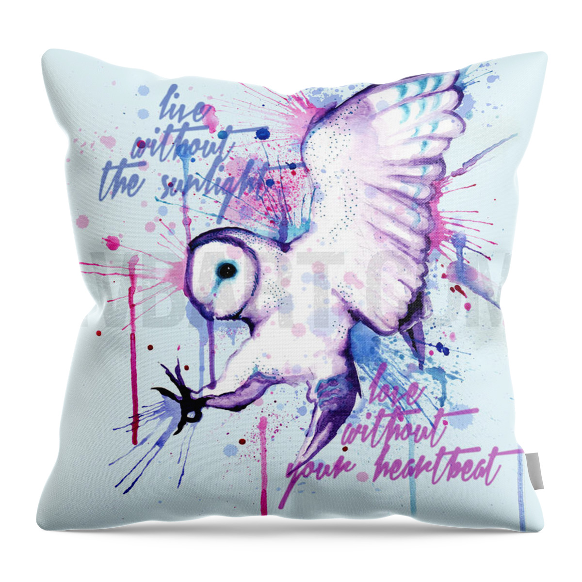 Owl Throw Pillow featuring the drawing Live Without The Sunlight Owl by Ludwig Van Bacon