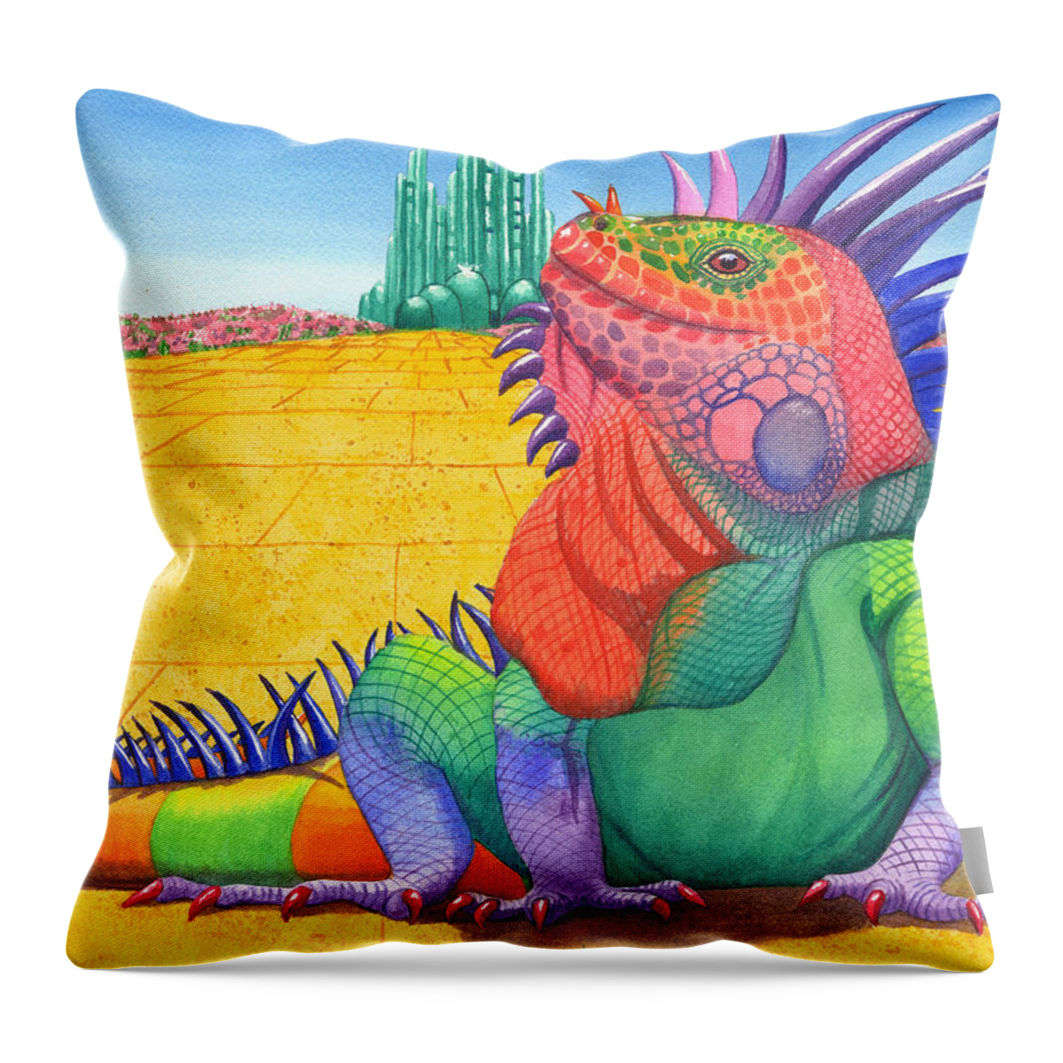 Lizard Throw Pillow featuring the painting Lizard of OZ by Catherine G McElroy