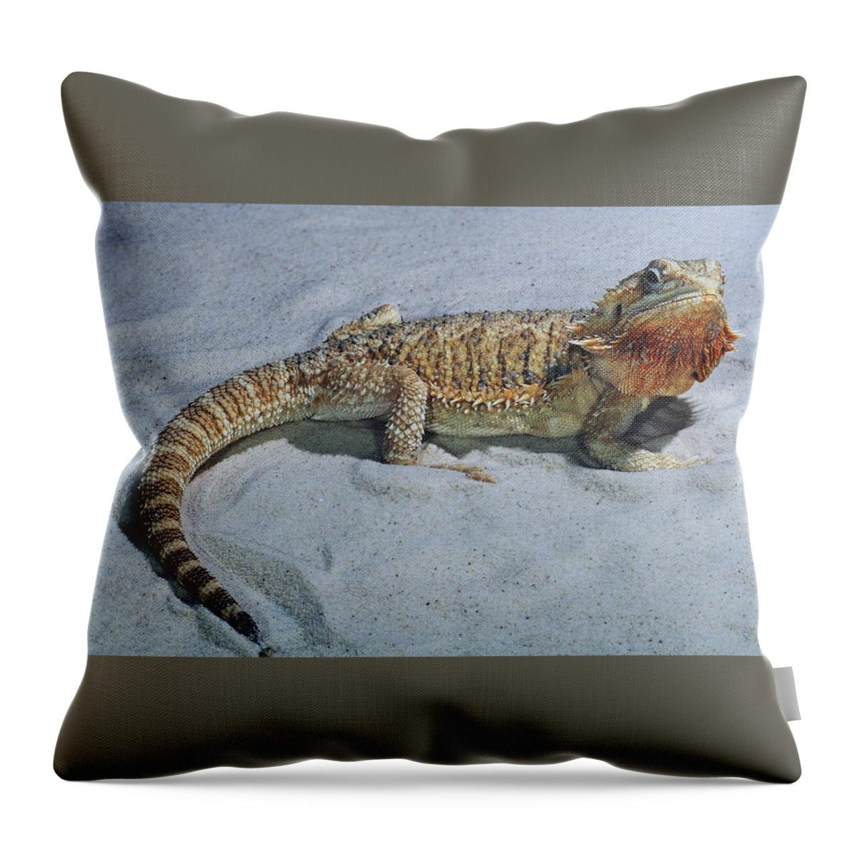 Lizard Throw Pillow featuring the digital art Lizard by Super Lovely