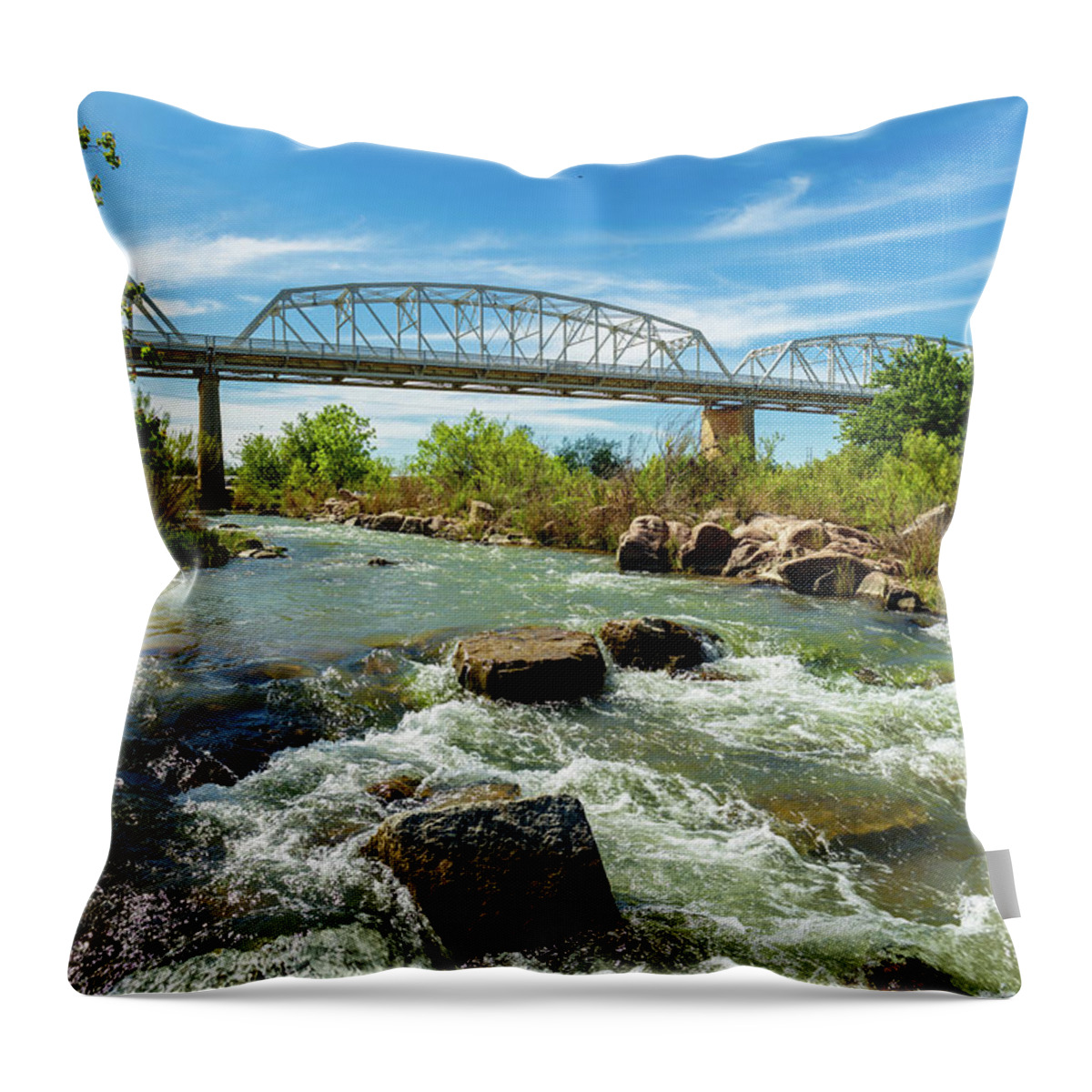 Highway 71 Throw Pillow featuring the photograph Llano River by Raul Rodriguez