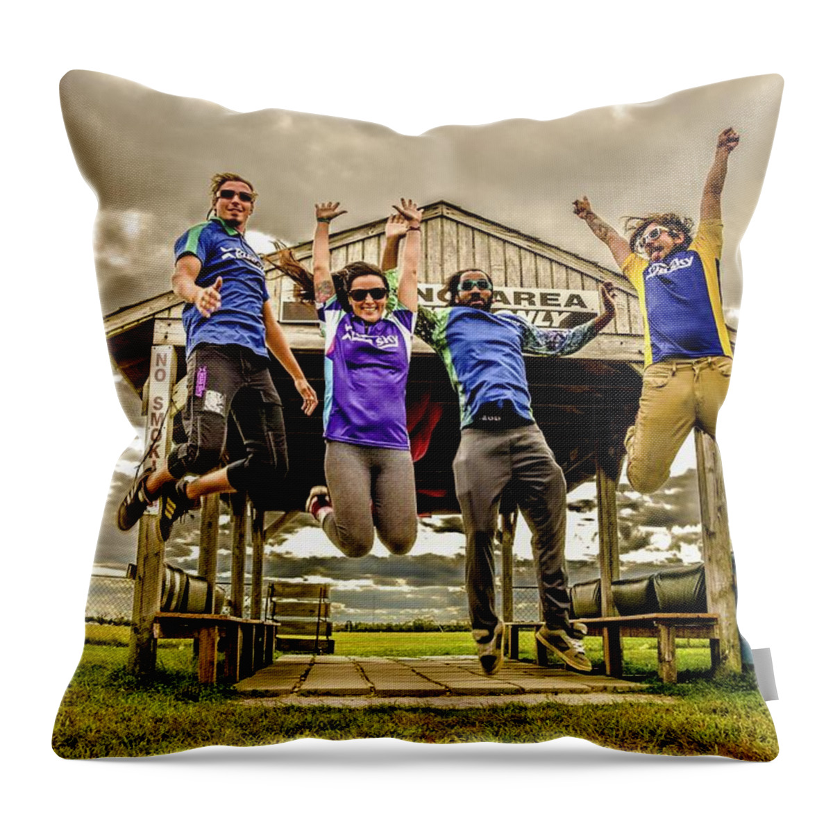 Drop Zone Throw Pillow featuring the photograph Loading Area by Larkin's Balcony Photography