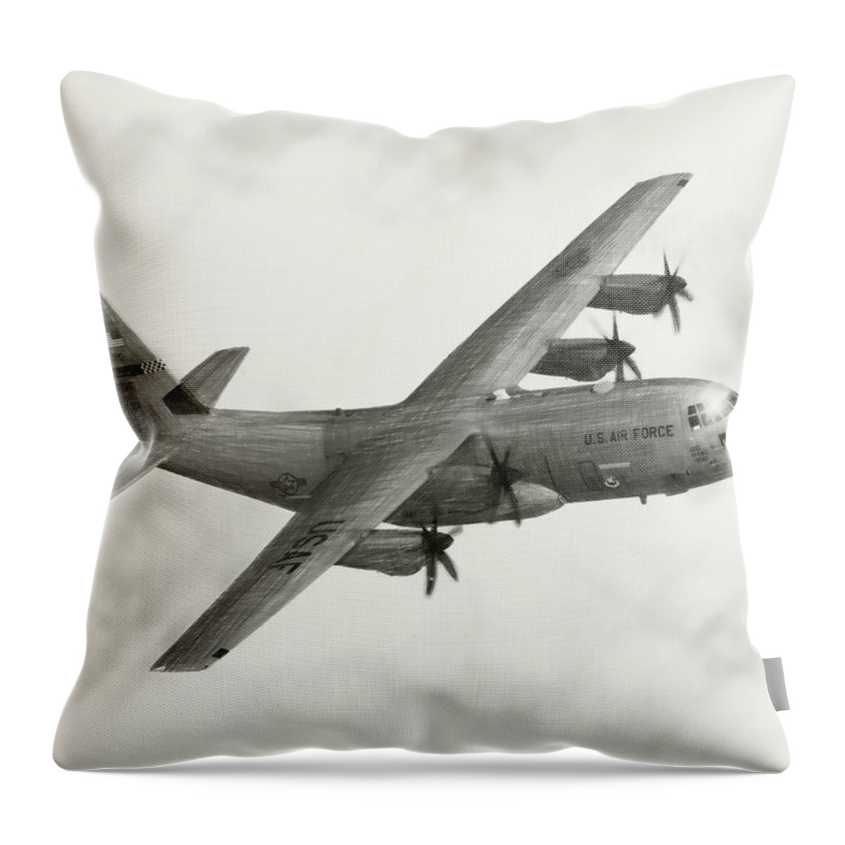 Air Force Throw Pillow featuring the digital art Lockheed C-130J Hercules by Douglas Castleman