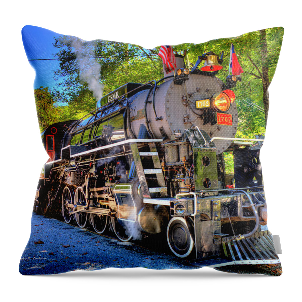 Great Smoky Mountain Railroad Throw Pillow featuring the photograph Locomotive 1702 by Dale R Carlson