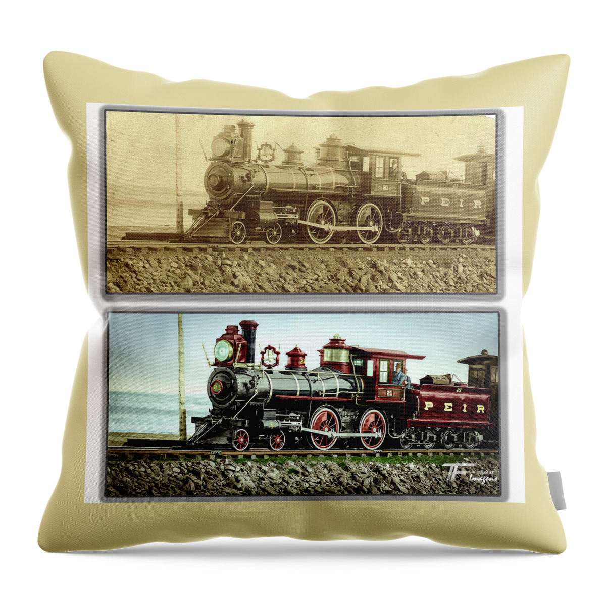 Locomotive Throw Pillow featuring the photograph Locomotive PEIR #21 by Franchi Torres