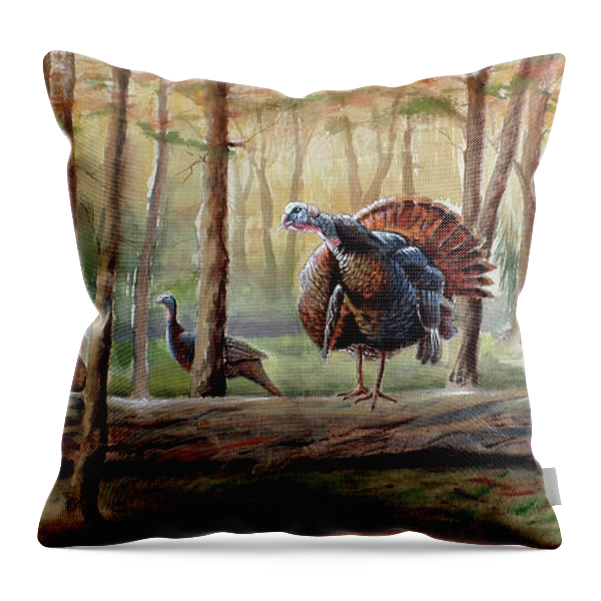 Nature Throw Pillow featuring the painting Log Walk by Carolyn Coffey Wallace