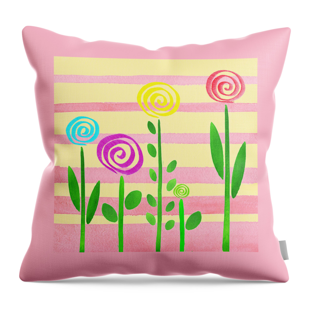 Lollipop Garden Throw Pillow featuring the painting Lollipop Garden by Irina Sztukowski