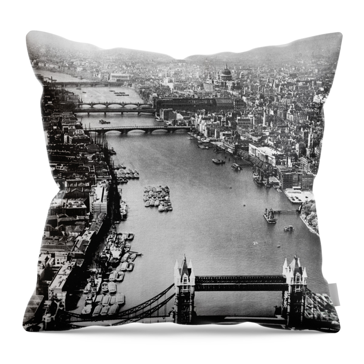  Throw Pillow featuring the painting London: Aerial View, 1946 by Granger
