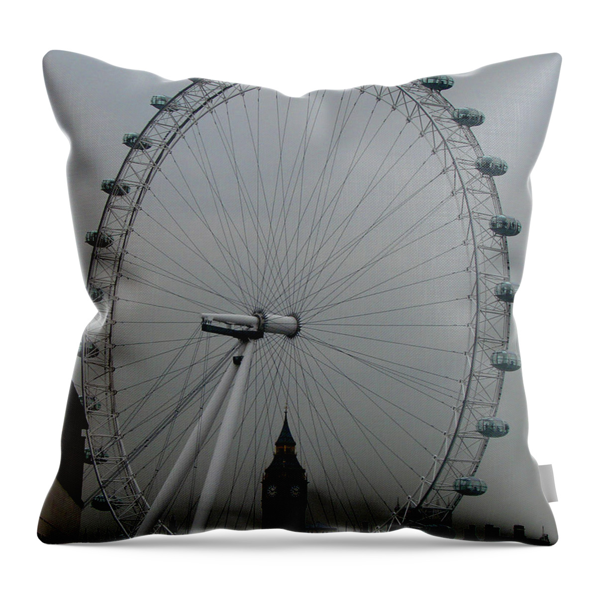 London Throw Pillow featuring the photograph London Eye and Big Ben, London by Misentropy