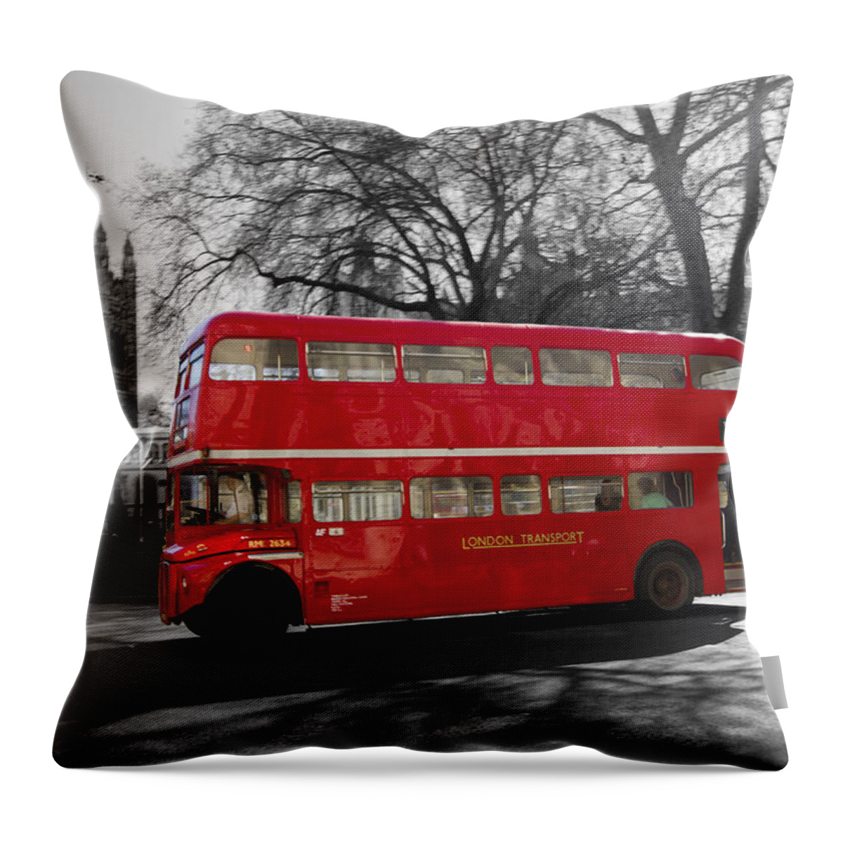 Big Ben Throw Pillow featuring the photograph London Red Bus by David French