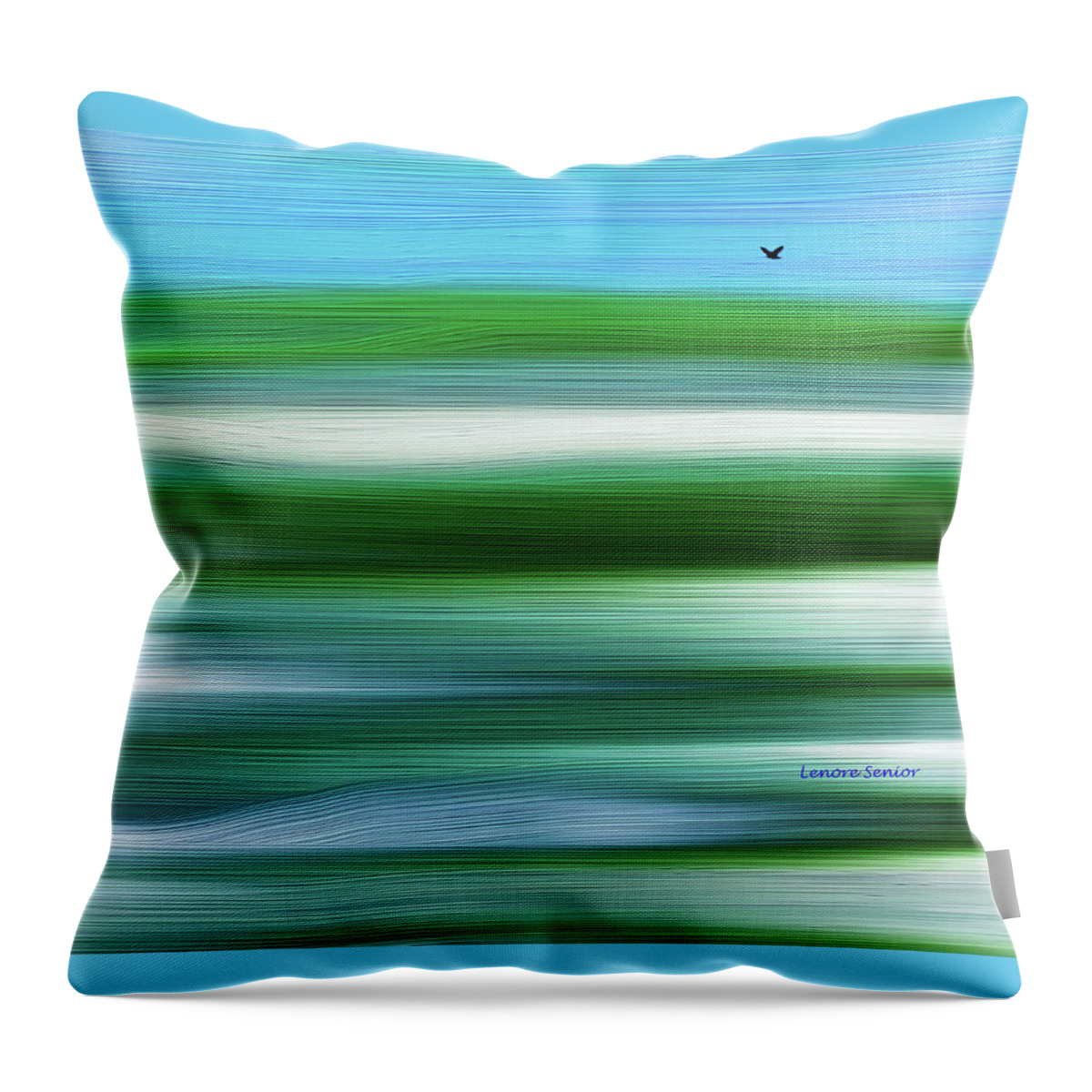 Abstract Throw Pillow featuring the painting Lone Crow by Lenore Senior