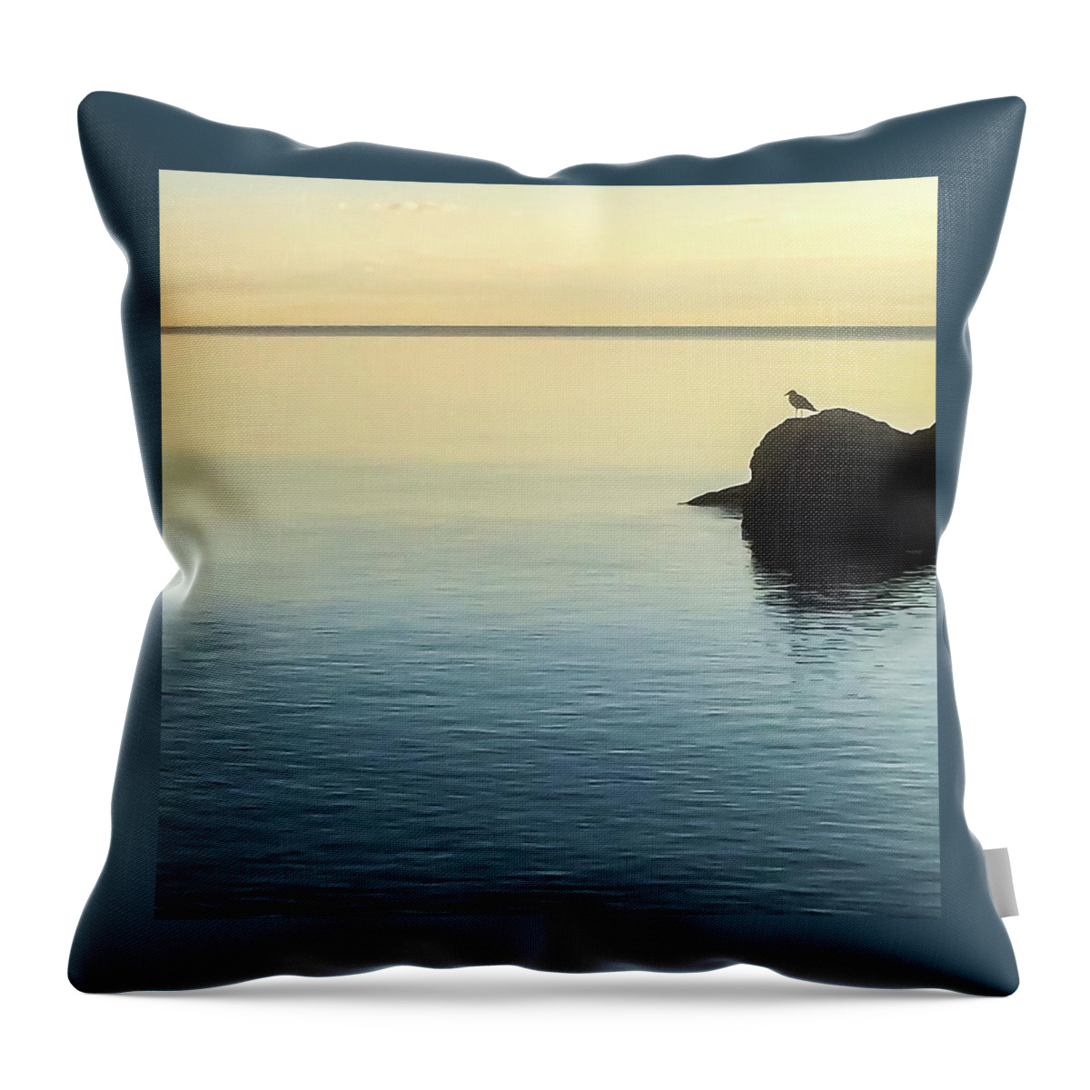 Sunrise Throw Pillow featuring the photograph Lone Gull by Terri Hart-Ellis