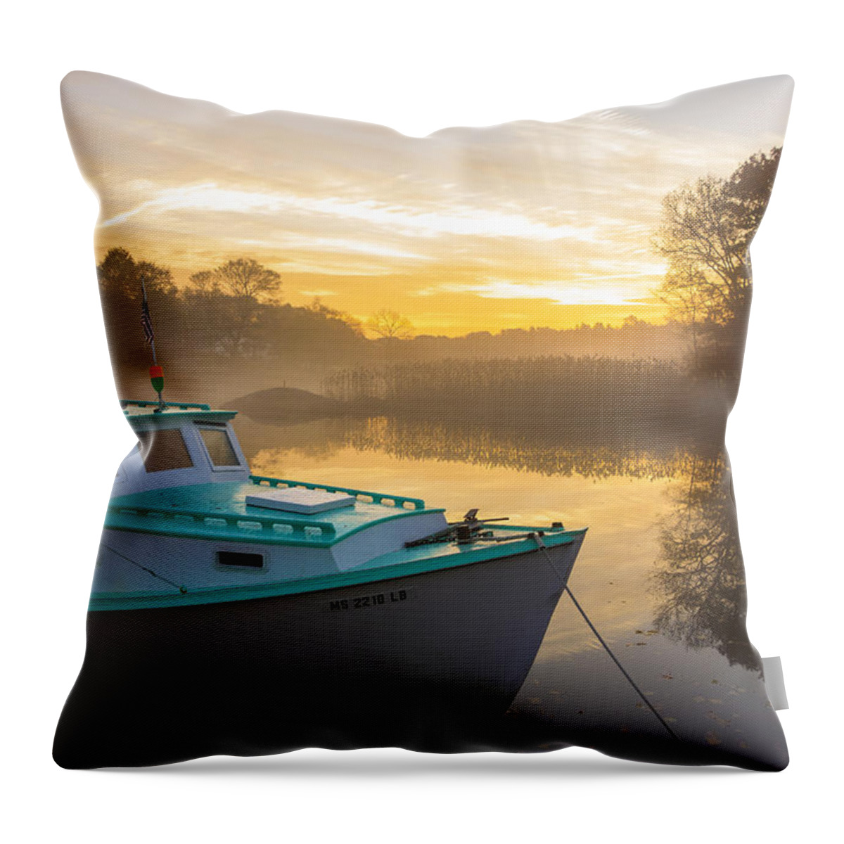  Throw Pillow featuring the photograph Lone Shark at Dawn by Stoney Stone