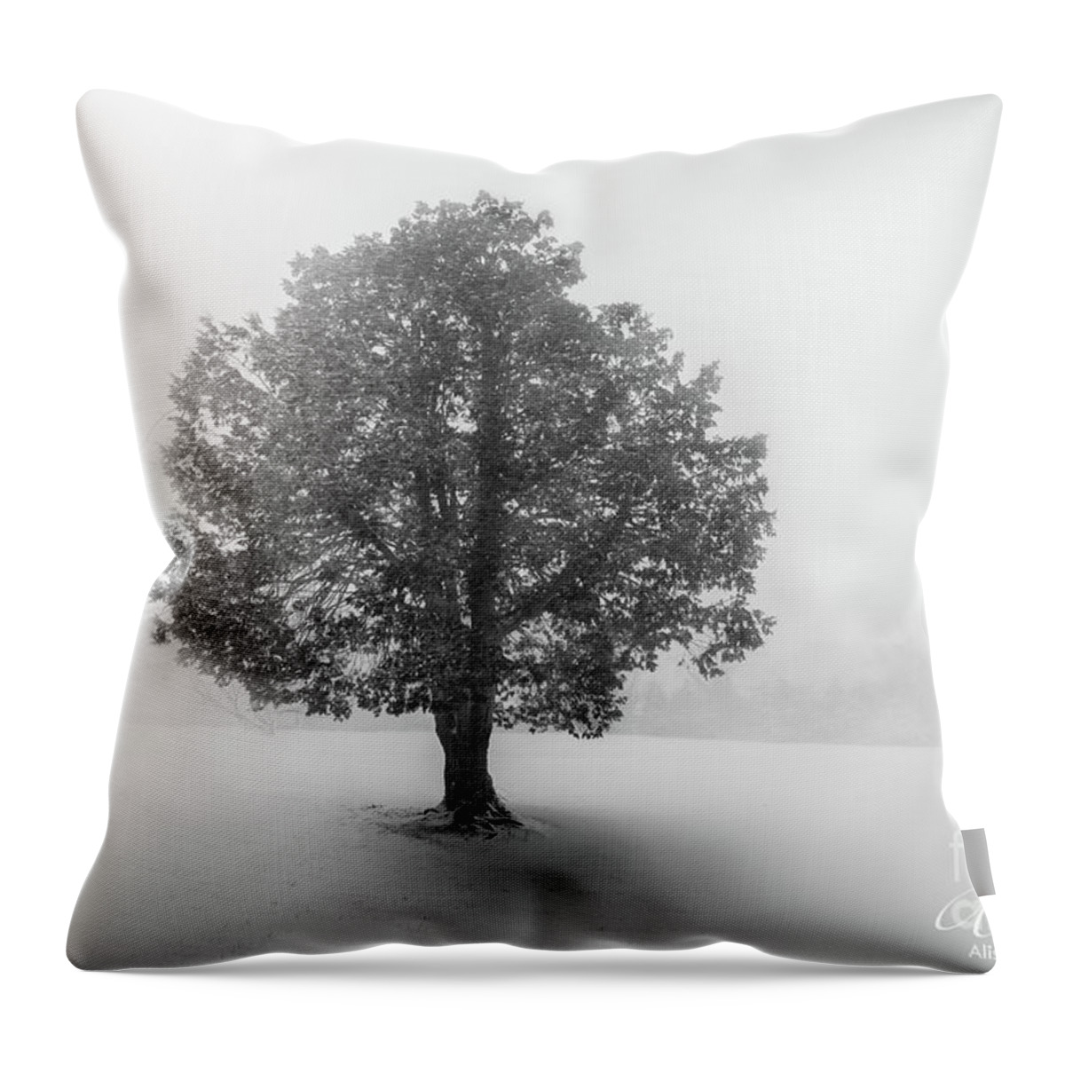 Tree Throw Pillow featuring the photograph Lone Snow Tree on Long Island, New York by Alissa Beth Photography
