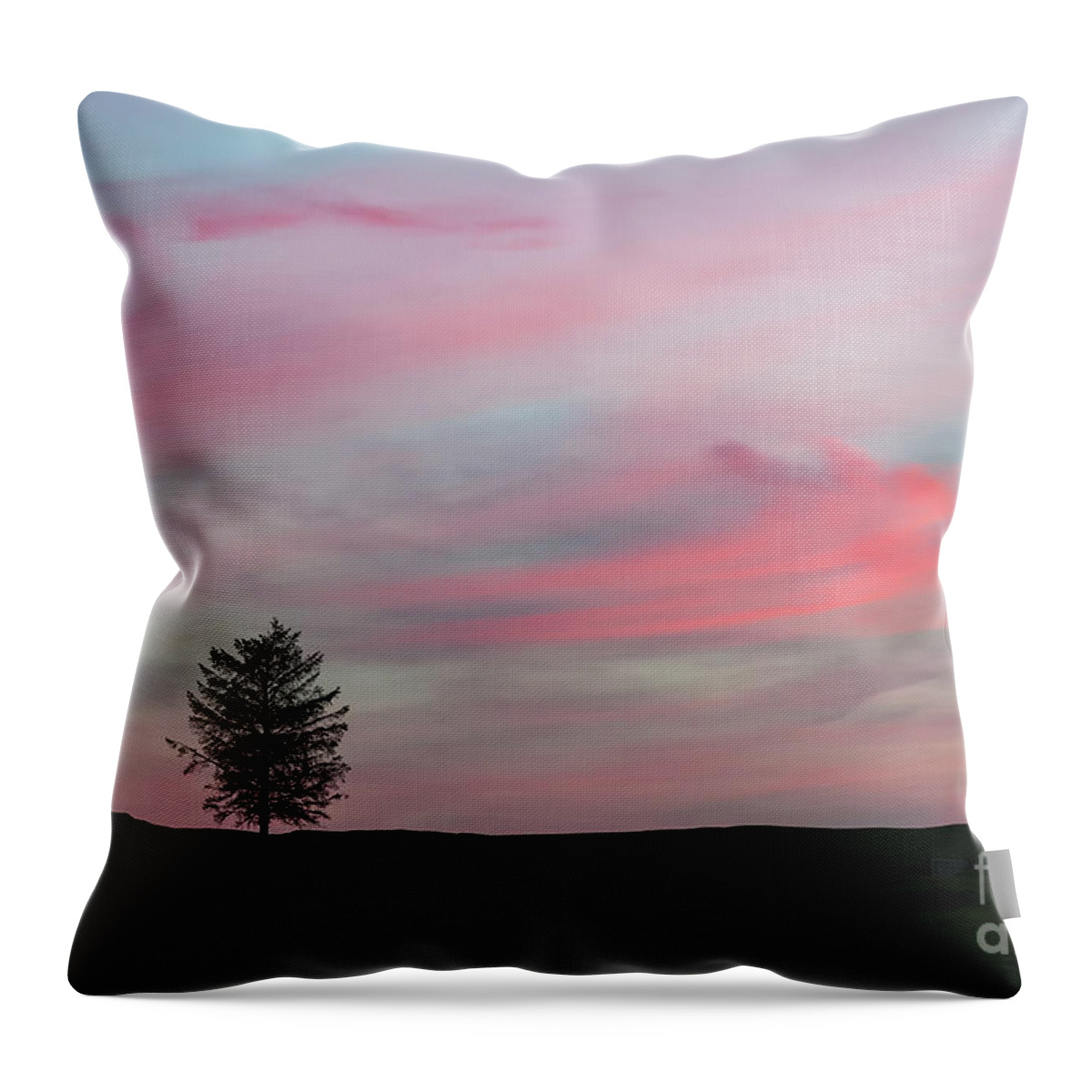 Tree Throw Pillow featuring the photograph Lone Tree Sunset by Alexis Manson