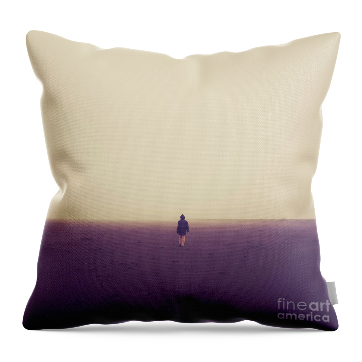 Iceland Throw Pillow featuring the photograph Lonely Hiker Iceland Square Format by Edward Fielding