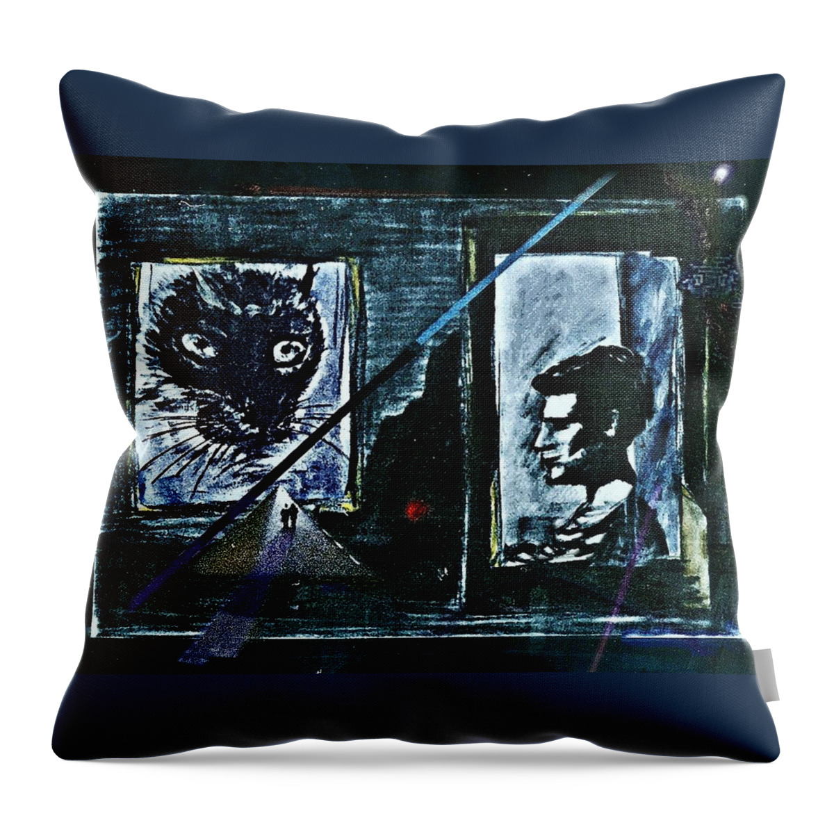 Night Throw Pillow featuring the painting Lonely Night by Hartmut Jager