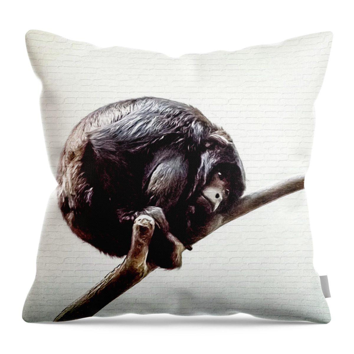 Chimpanzee Throw Pillow featuring the digital art Lonely Urban Chimpanzee by Tracie Schiebel
