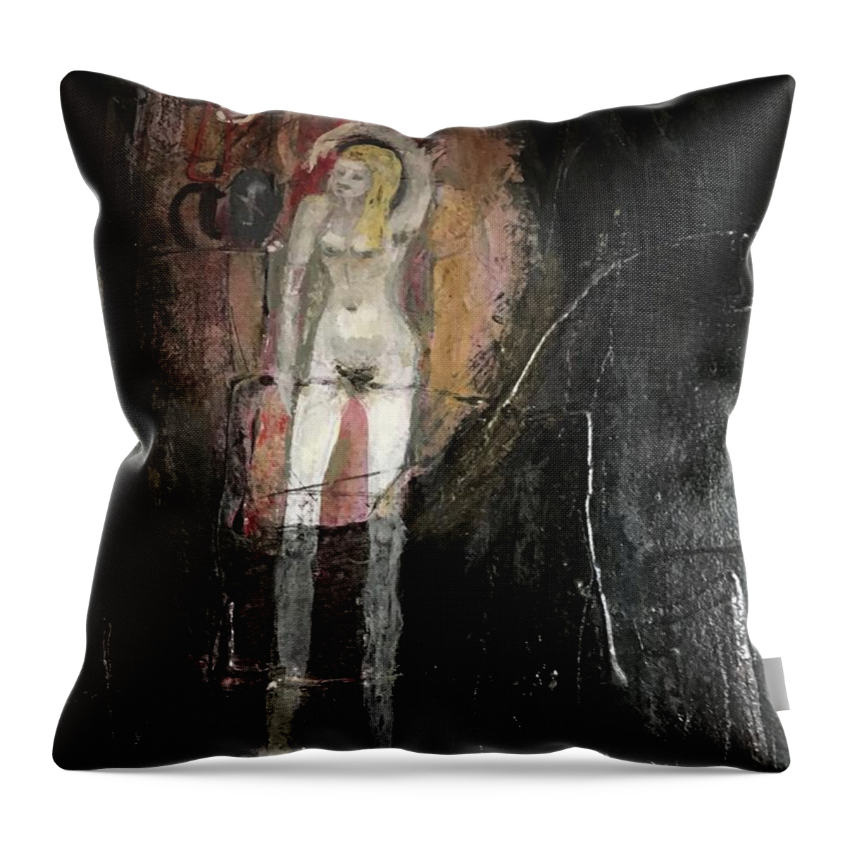 Acrylic Throw Pillow featuring the painting Long Legged Blonde by Carole Johnson