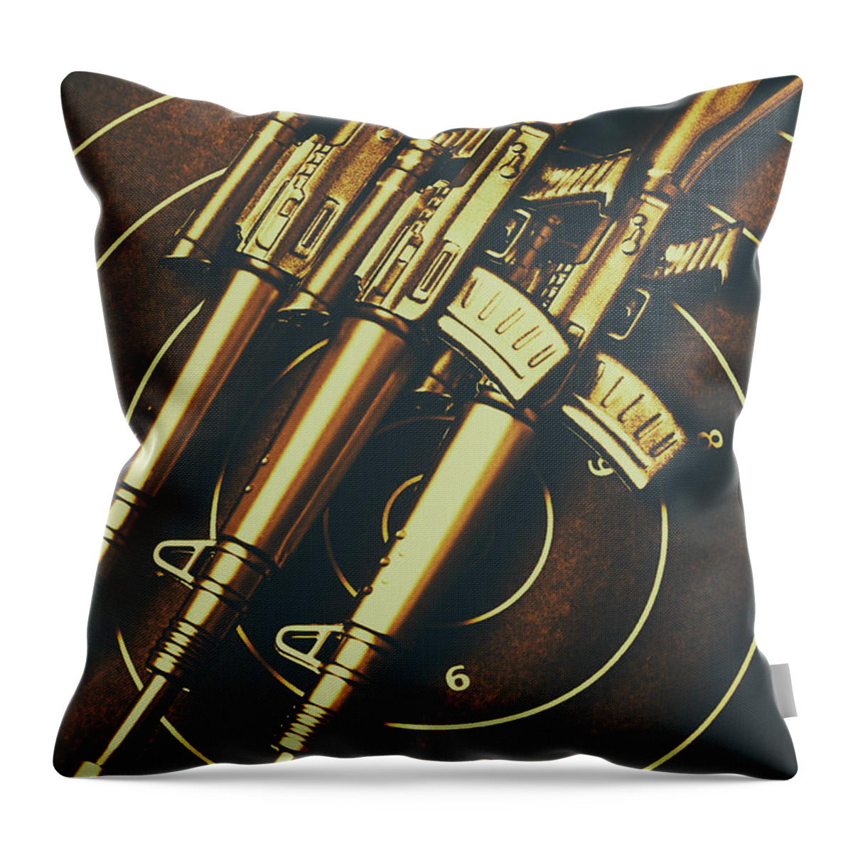 Weaponry Throw Pillow featuring the photograph Long range tactical rifles by Jorgo Photography