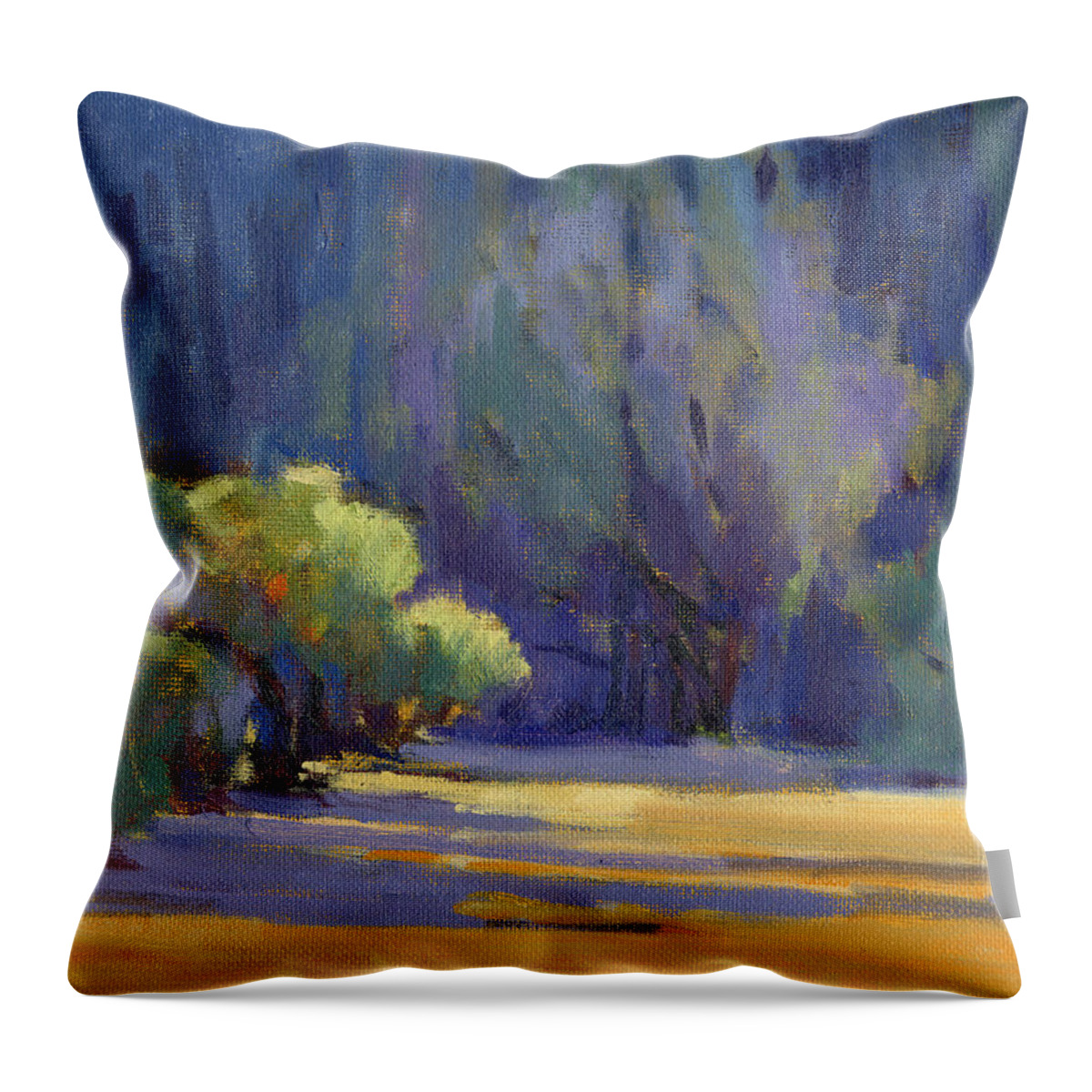 Trees Throw Pillow featuring the painting Long Shadows by Konnie Kim