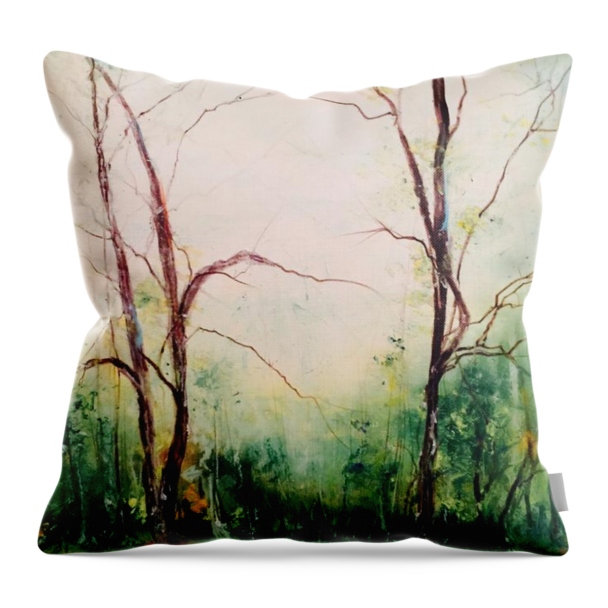  Throw Pillow featuring the painting Long Walk Home by Robin Miller-Bookhout