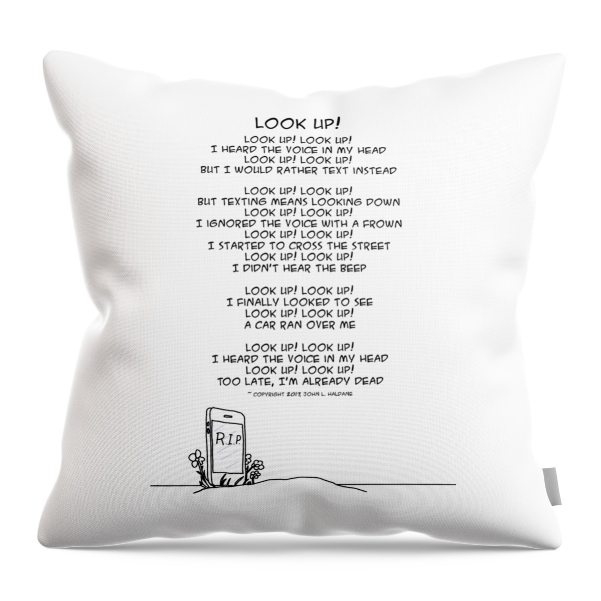 Text Throw Pillow featuring the drawing Look Up by John Haldane